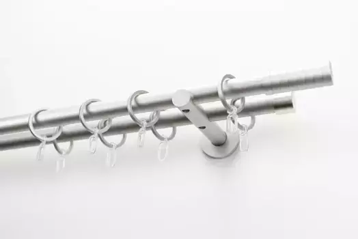 Карниз для штор GARESA "EASY", 2 направляющие, желаемая длина, комплект для штор, выдвижной, торцевая заглушка. Полоски м. алюминиевые, с кольцами 64х260 см, 20 мм, цвет silberfarben