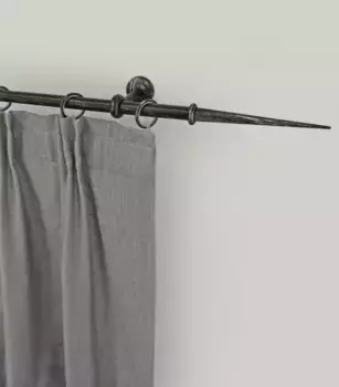 Карниз для штор GARESA "ESPERANCA", 1 направляющая, желаемая длина, комплект для штор в стиле рустик, выдвижной, кончик кнопки, с кольцами 390 см, 16мм, черный