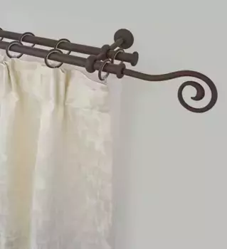 Карниз для штор GARESA "ESPERANCA", 2-х направляющий, желаемая длина, комплект для штор, выдвижной, концевая кнопка спираль, утюг, с кольцами 440 см, 16мм, цвет rost