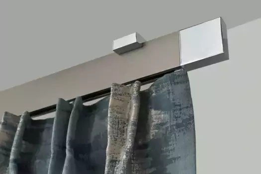 Карниз для штор GARESA "FLAT", 1 направляющая, желаемая длина, прямоугольный профиль, потолочный монтаж, идеальный ход, современный, выдвижной 340 см, цвет vernickelt/chromfarben