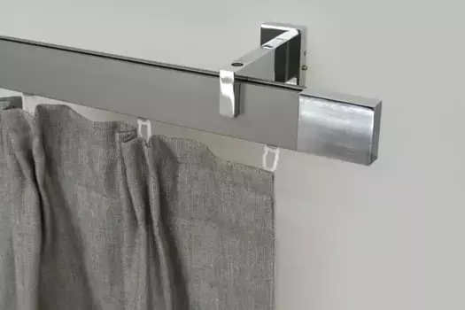 Карниз для штор GARESA "FLAT", 1 направляющая, желаемая длина, прямоугольный профиль, настенный монтаж, идеальный ход, современный, выдвижной 390 см, цвет vernickelt/chromfarben