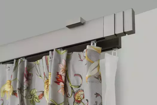 Карниз для штор GARESA "FLAT", 2 направляющие, желаемая длина, прямоугольный профиль, потолочный монтаж, идеальный ход, современный, выдвижной 390 см, цвет vernickelt