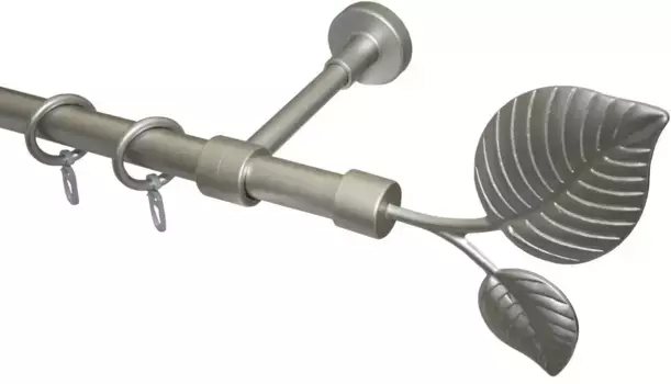 Карниз для штор GARESA "LEAF", желаемая длина, комплект для штор, выдвижной, настенный монтаж, с кольцами 110 см, 20 мм, белый