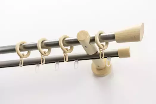 Карниз для штор GARESA "MOLIS", 2 направляющие, желаемая длина, комплект для штор, выдвижной, настенный монтаж, с кольцами/2 направляющих 430 см, 20 мм, цвет mattchromfarben/natur