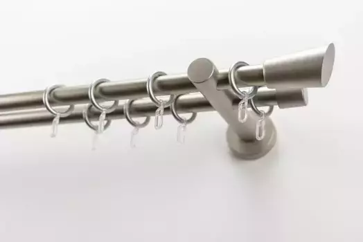 Карниз для штор GARESA "MOLIS", 2 направляющие, желаемая длина, комплект для штор, выдвижной, настенный монтаж, клин, с кольцами и крючками 140 см, 20 мм, цвет mattchromfarben
