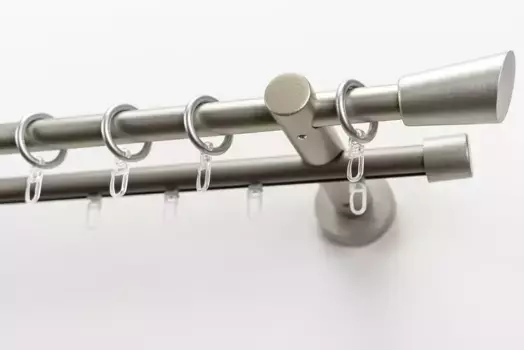 Карниз для штор GARESA "MOLIS", 2 направляющие, желаемая длина, комплект для штор, выдвижной, настенный монтаж, с кольцами/2 направляющих 260 см, 20 мм, цвет mattchromfarben