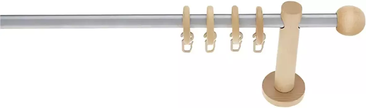 Карниз для штор GARESA "NEVADA", 1 направляющая, желаемая длина, желаемая длина, комплект для штор, выдвижной, с кольцами 180 см, 16мм, цвет natur/chromfarben