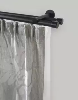 Карниз для штор GARESA "ORNELLA", 2 направляющие, желаемая длина, комплект для штор, простой в сборке, выдвижной, настенный монтаж, колпачок 350 см, 20 мм, черный