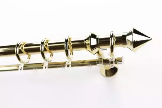 Карниз для штор GARESA "PALMI", 2 направляющие, желаемая длина, пластиковый комплект для штор, выдвижной, кончик кнопки, с кольцами 250 см, 28мм, цвет messingfarben