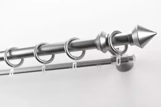 Карниз для штор GARESA "PALMI", 2 направляющие, желаемая длина, пластиковый комплект для штор, выдвижной, кончик кнопки, с кольцами 270 см, 28мм, цвет mattchromfarben