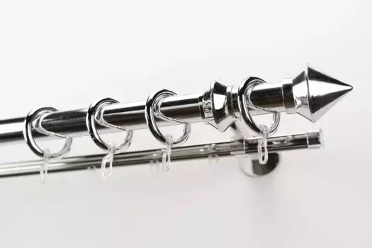 Карниз для штор GARESA "PALMI", 2 направляющие, желаемая длина, пластиковый комплект для штор, выдвижной, кончик кнопки, с кольцами 340 см, 28мм, цвет chromfarben