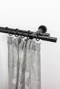 Карниз для штор GARESA "PEMPIA", 2 направляющие, желаемая длина, комплект для штор, выдвижной, пуговица с вырезами, с кольцами 280 см, черный