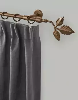 Карниз для штор GARESA "RUSTIKA", 1 направляющая, желаемая длина, комплект штор в стиле рустик, выдвижной, с кольцами, торцевая заглушка. Лист 290 см, 16мм, цвет bronzefarben