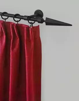 Карниз для штор GARESA "РУСТИКА", 1 направляющая, желаемая длина, комплект для штор в стиле рустик, выдвижной, с кольцами, концевая кнопка-копье 190 см, 16мм, черный