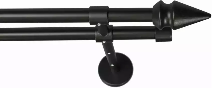 Карниз для штор GARESA "SPYRNA", 2 направляющие, желаемая длина, комплект для штор, выдвижной, наконечник, без колец 290 см, 16мм, черный