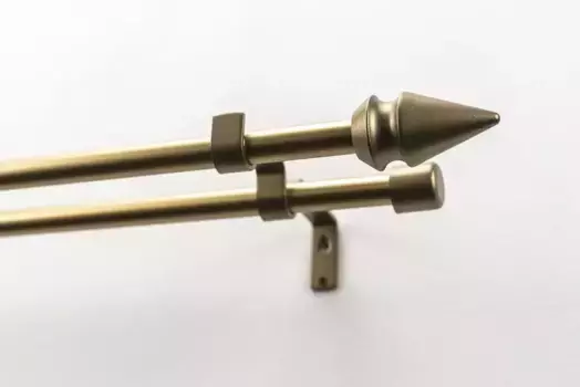 Карниз для штор GARESA "SPYRNA с открытой опорой", 2 направляющие, желаемая длина, комплект для штор, выдвижной, наконечник, без колец 340 см, 16мм, цвет mattgoldfarben