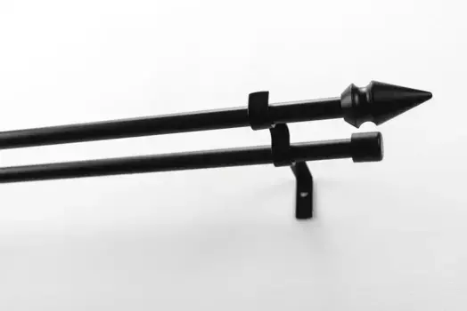 Карниз для штор GARESA "SPYRNA с открытой опорой", 2 направляющие, желаемая длина, комплект для штор, выдвижной, наконечник, без колец 270 см, 16мм, черный