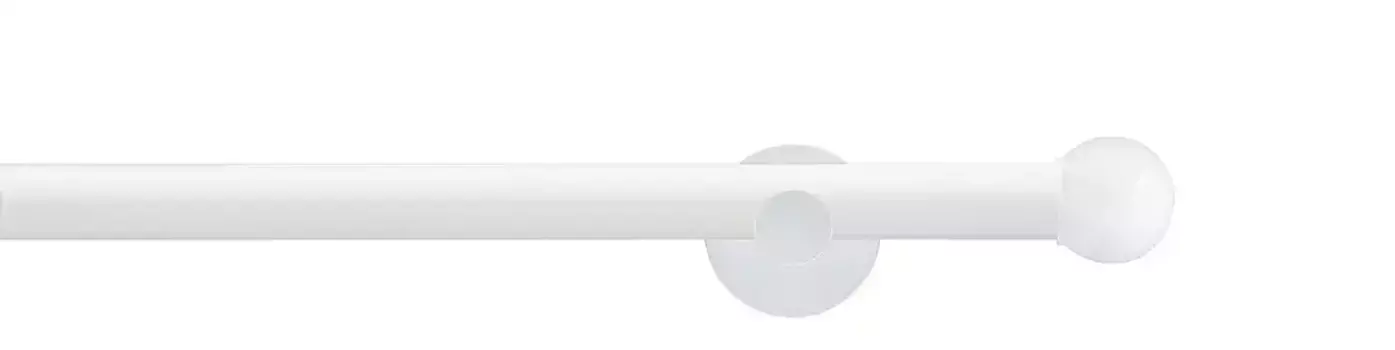 Карниз для штор GARESA "WHITE", 1 направляющая, желаемая длина, комплект для штор, выдвижной, настенный монтаж, торцевая кнопка-шар, с кольцами 230 см, 20 мм, белый