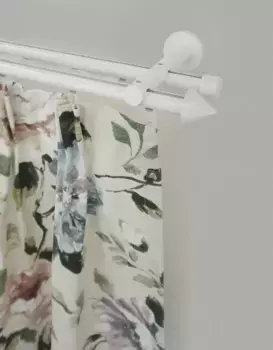 Карниз для штор GARESA "WHITE", 2 направляющие, желаемая длина, комплект для штор, внутренняя направляющая, выдвижная, настенный монтаж, наконечник торцевой кнопки 200 см, 20 мм, белый