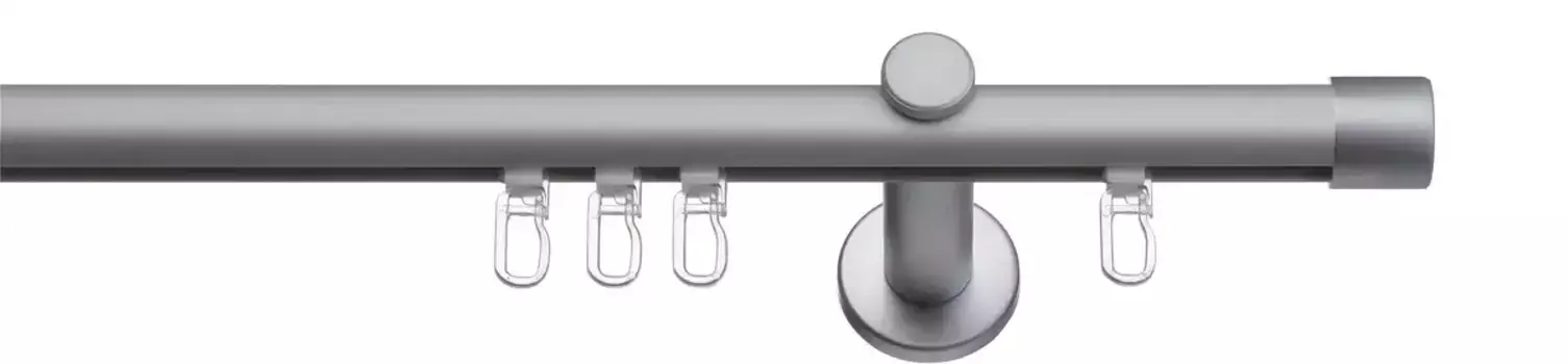 Карниз для штор Indeko "Андракс", 1 направляющая, фиксированного размера, комплект внутренней направляющей, включая планеры и крепежный материал 200 см, 16мм, цвет edelstahlfarben/silberfarben