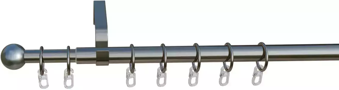 Карниз для штор Indeko "Formentor", 1 направляющая, выдвижной, бесступенчато регулируемый телескопический стержень 200–350 см, 20 мм, цвет edelstahlfarben