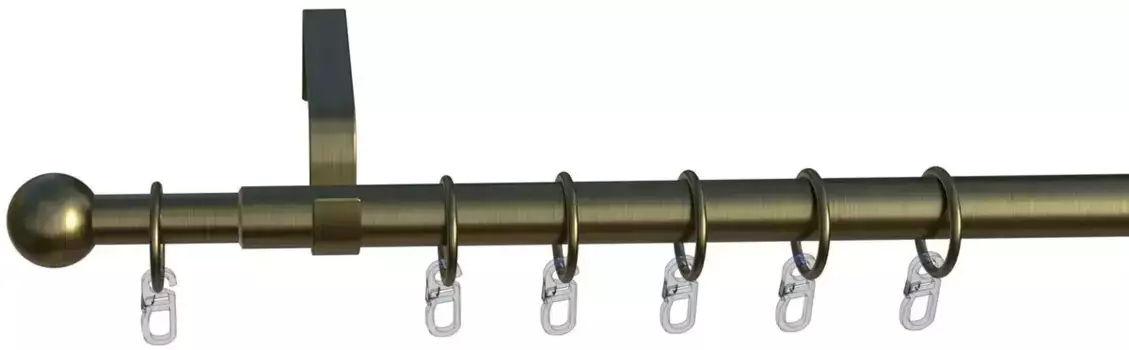 Карниз для штор Indeko "Formentor", 1 направляющая, выдвижной, бесступенчато регулируемый телескопический стержень 120–230 см, 20 мм, цвет antikmessingfarben