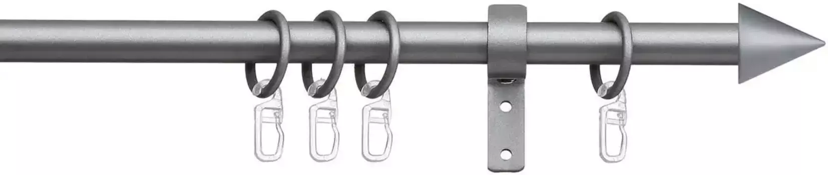 Карниз для штор indeko "Gera", 1 направляющая, выдвижной, телескопический штанга с плавной регулировкой 130–240 см, 16мм, цвет silberfarben