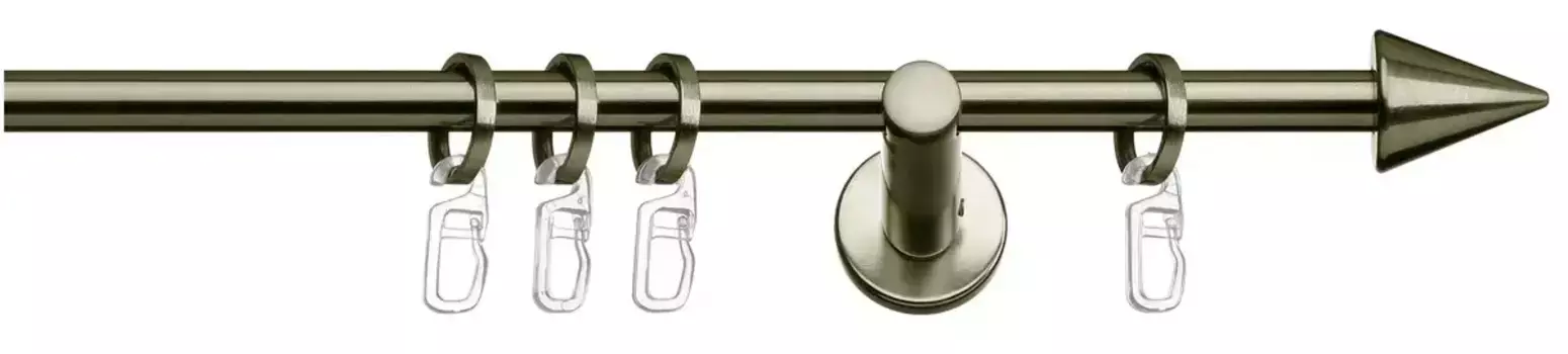 Карниз для штор Indeko "Пальма", 1 направляющая, фиксированного размера, полный комплект, включая кольца и крепежный материал 200 см, 16мм, цвет messingfarben