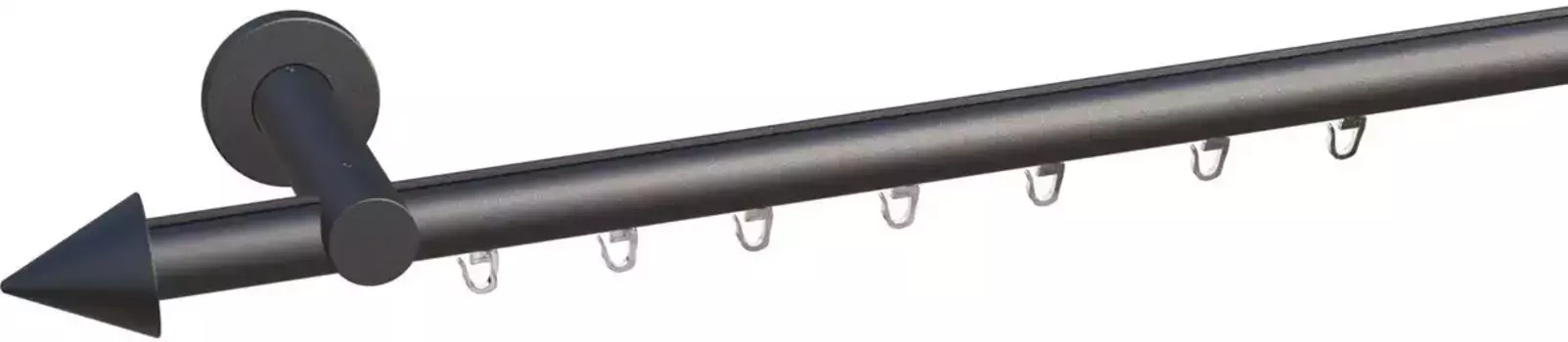 Карниз для штор Indeko "Пальма", 1 направляющая, фиксированного размера, полный комплект внутренней направляющей, включая планеры и крепежный материал 200 см, 16мм, антрацит/черный