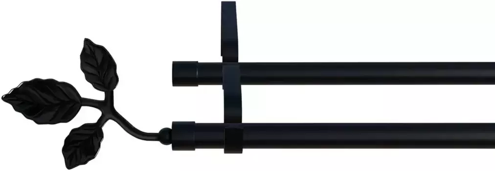 Карниз для штор indeko "Тоскана", 2 направляющие, желаемая длина 310 см, 16мм, черный