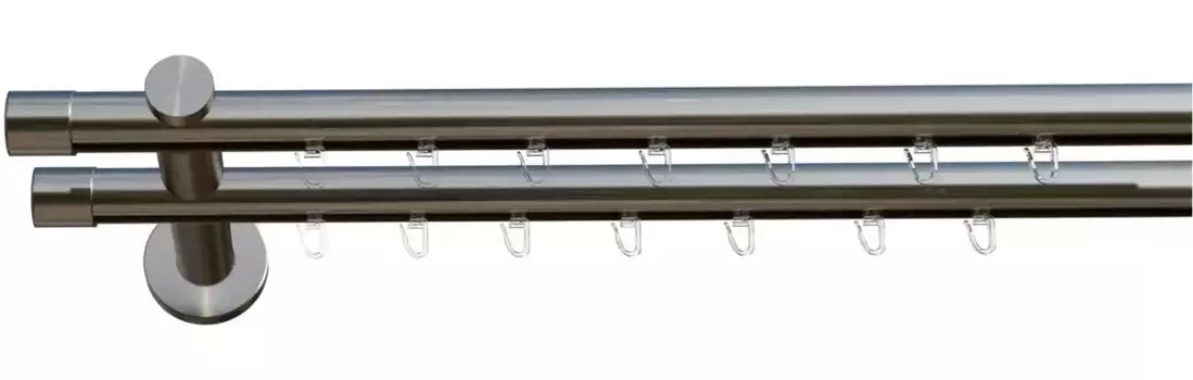 Карниз для штор indeko "Verbier", 2 направляющие, фиксированный размер, полный комплект внутренней направляющей, включая планеры и крепежный материал 160 см, 16мм, цвет edelstahl-optik