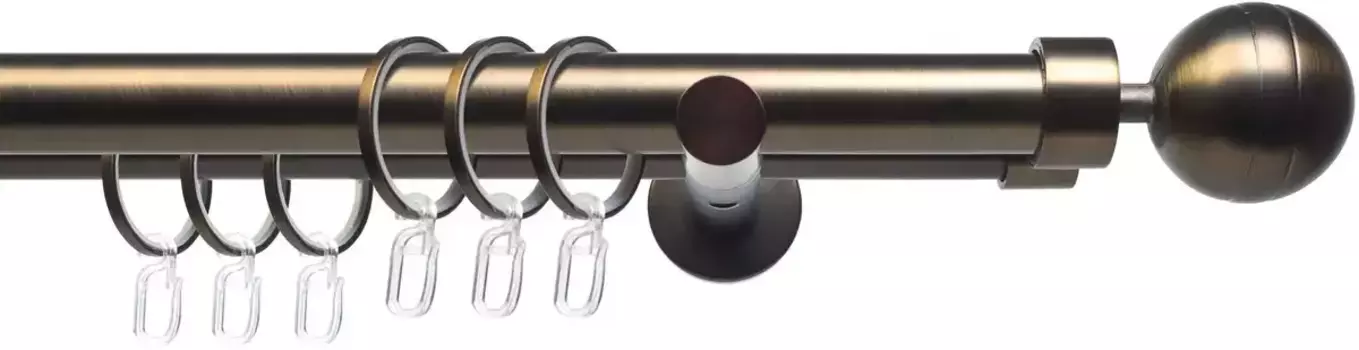 Карниз для штор Liedeco "CELKUGEL01SG2L", 2 направляющих, фиксированного размера, 2 направляющих фиксированного размера 25/20 мм 240 см, 25 мм, цвет bronzefarben