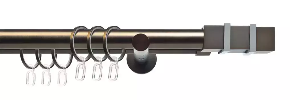 Карниз для штор Liedeco "CELQUADE01SG2L", 2 направляющих, фиксированного размера, 2 направляющих фиксированного размера 25/20 мм 240 см, 25 мм, цвет bronzefarben