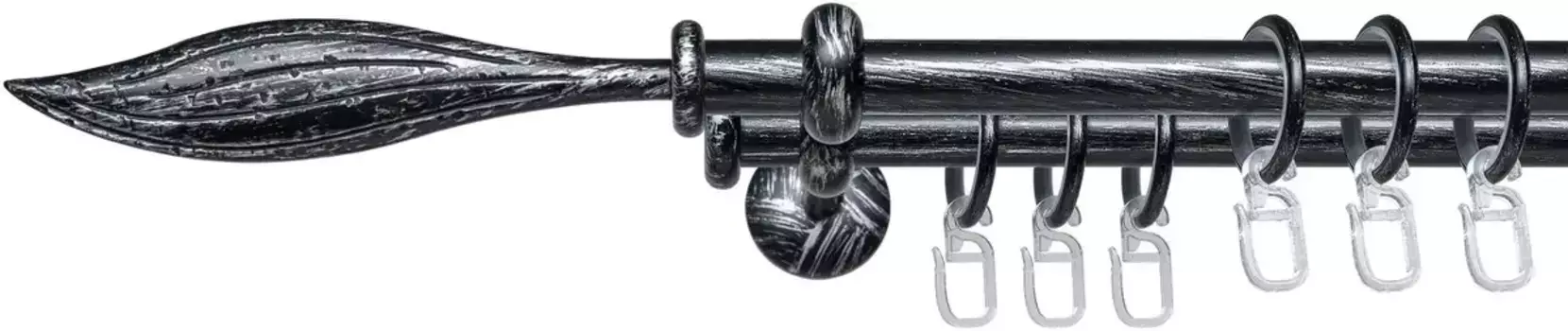 Карниз для штор Liedeco "Esp Blatt", 2 направляющие, фиксированный размер 240 см, 16мм, черный/серебристый