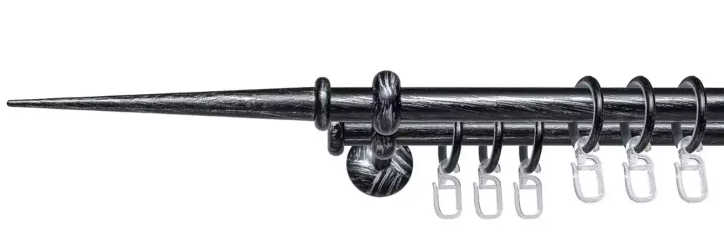 Карниз для штор Liedeco "Esp Spitze", 2 направляющих, фиксированного размера, 2 направляющих фиксированного размера 16 мм 120 см, 16мм, цвет schwarz-silber