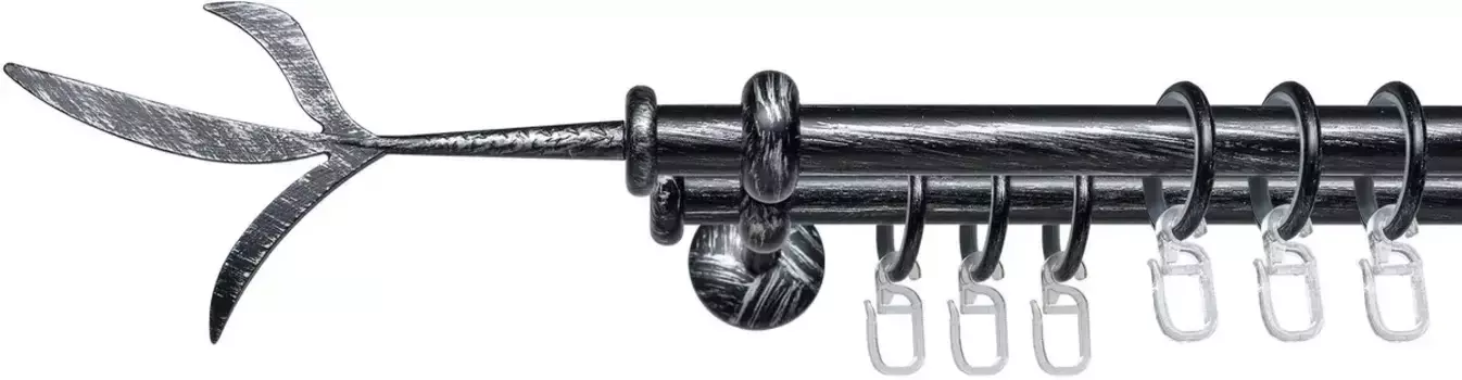 Карниз для штор Liedeco "Esp Zweig", 2 направляющих, фиксированного размера, 2 направляющих фиксированного размера 16 мм 120 см, 16мм, цвет schwarz-silber