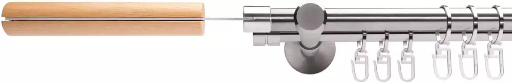 Карниз для штор Liedeco Kolding style, 2 направляющих, фиксированного размера, 2 направляющих фиксированного размера, 16 мм 200 см, 16мм, цвет edelstahlfarben