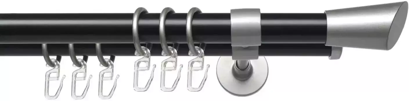 Карниз для штор Liedeco "Lan Bit", 2 направляющих, фиксированного размера, 2 направляющих фиксированного размера, 20 мм 160 см, 20 мм, цвет schwarz-silber