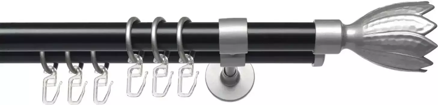 Карниз для штор Liedeco "Lan Flower", 2 направляющие, фиксированного размера, 2 направляющие фиксированного размера, 20 мм 120 см, 20 мм, цвет schwarz-silber