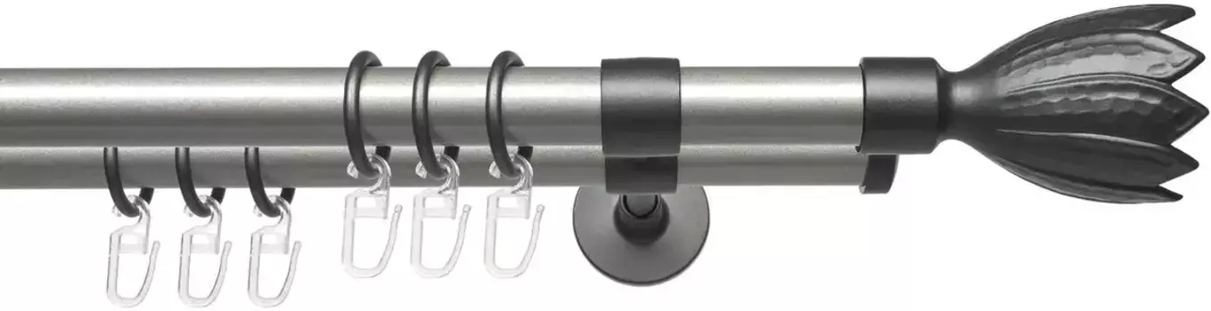 Карниз для штор Liedeco "Lan Flower", 2 направляющие, фиксированного размера, 2 направляющие фиксированного размера, 20 мм 200 см, 20 мм, цвет silberfarben/anthrazit