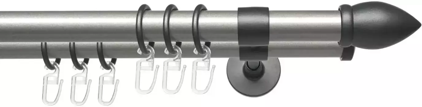 Карниз для штор Liedeco "Lan Mush", 2 направляющих, фиксированного размера, 2 направляющих фиксированного размера 20 мм 200 см, 20 мм, цвет silberfarben/anthrazit