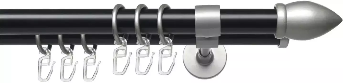 Карниз для штор Liedeco "Lan Mush", 2 направляющих, фиксированного размера, 2 направляющих фиксированного размера 20 мм 200 см, 20 мм, цвет schwarz-silber