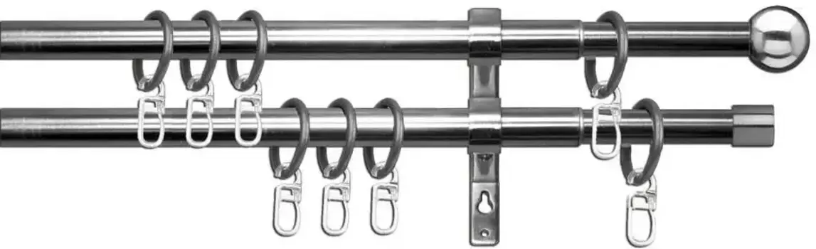 Карниз для штор "мой дом" "Bari", 2 направляющие, выдвижной, телескопический штанга с плавной регулировкой My home 200–350 см, 19 мм, цвет edelstahlfarben