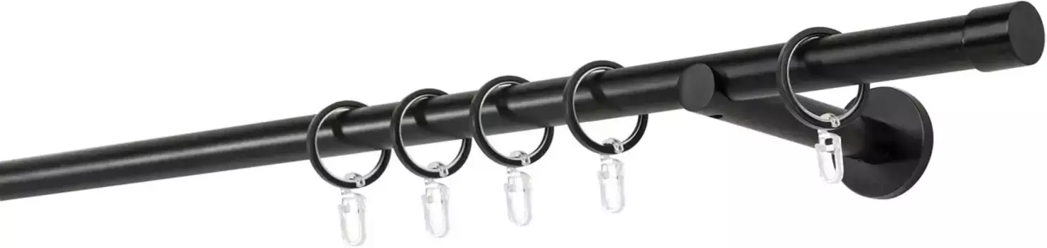 Карниз для штор mydeco "20мм Настенный кронштейн Cap 12 см", 1 направляющая, фиксированный размер 120 см, черный