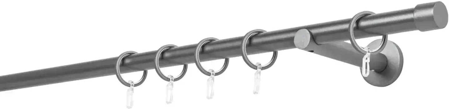 Карниз для штор mydeco "20мм Настенный кронштейн Cap 12 см", 1 направляющая, фиксированный размер 250 см, цвет anthrazit