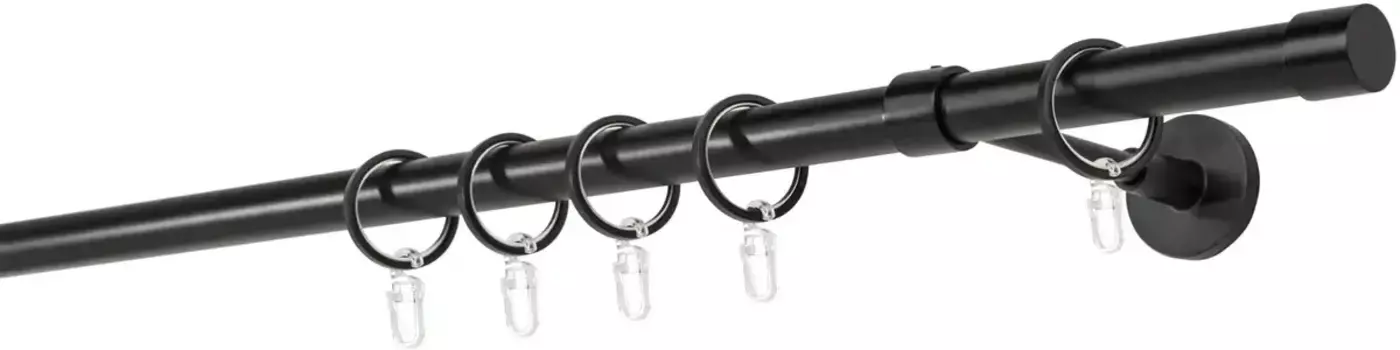 Карниз для штор mydeco "20мм Настенный кронштейн Cap 14 см", 1 направляющая, фиксированный размер 130 см, черный