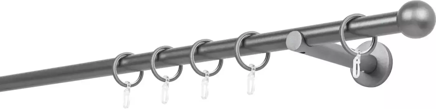 Карниз для штор mydeco "Шариковый настенный кронштейн, 20 мм, 12 см", 1 направляющая, фиксированный размер 230 см, цвет anthrazit