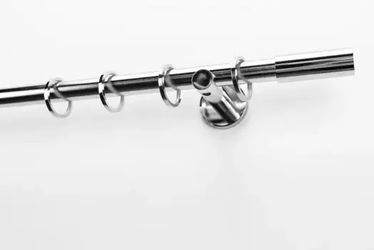 Карниз GARESA "EASY", 1 направляющая, желаемая длина, комплект для штор, выдвижной, настенный монтаж, алюминий, с кольцами 64х420 см, 20 мм, цвет chromfarben