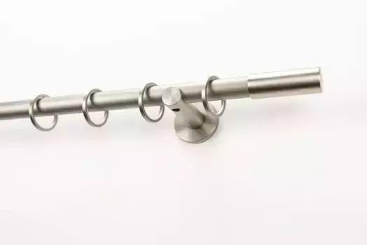 Карниз GARESA "EASY", 1 направляющая, желаемая длина, комплект для штор, выдвижной, настенный монтаж, алюминий, с кольцами 64х360 см, 20 мм, цвет aluminiumfarben/nickelfarben