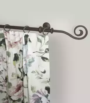 Карниз GARESA "ESPERANCA", 1 направляющая, желаемая длина, комплект штор в стиле рустик, выдвижной, утюг, заглушка. спираль 340 см, 16мм, цвет rost